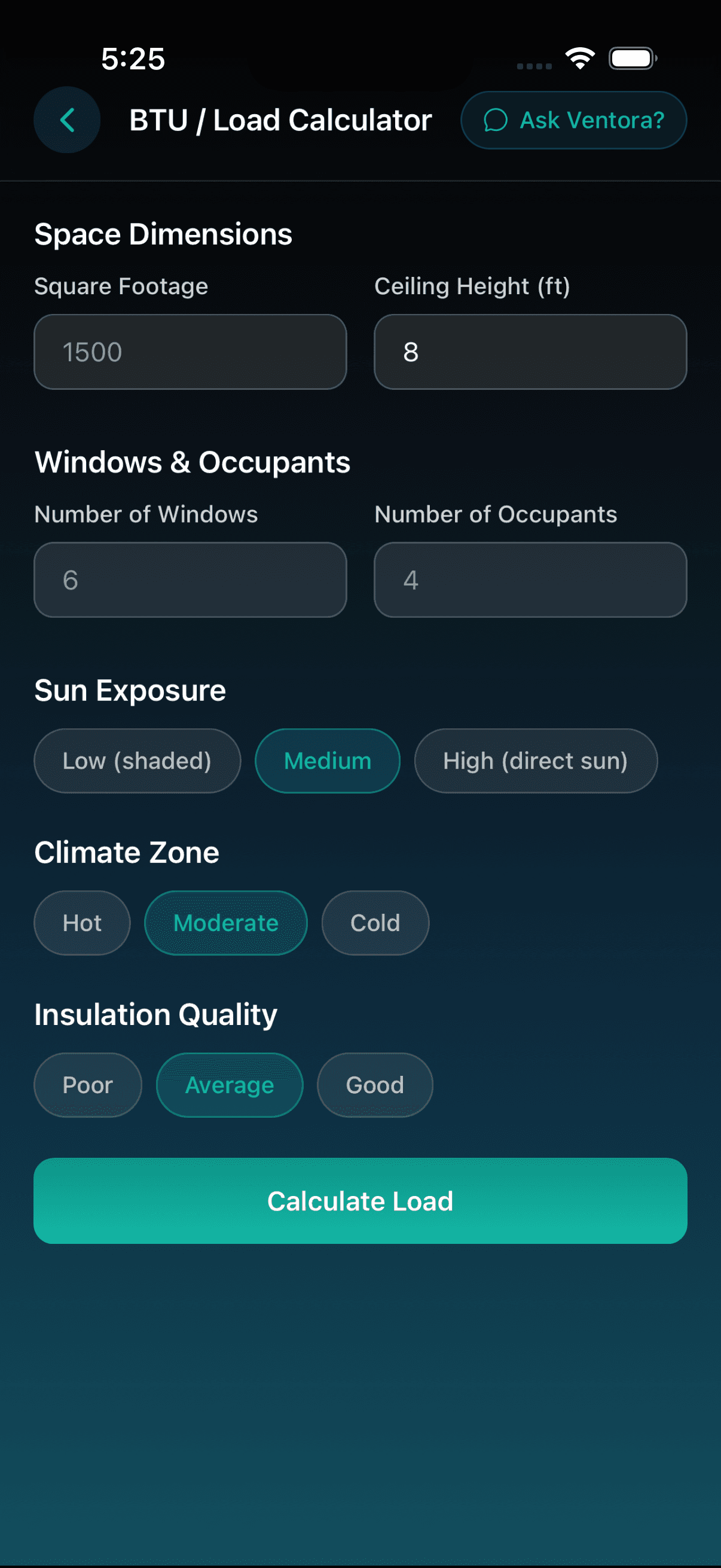 Ventora — BTU and load calculator